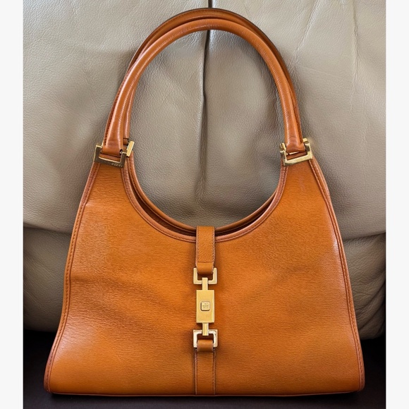 Certified Authentic Gucci Jackie Tan Leather Bag, COA - Picture 1 of 14